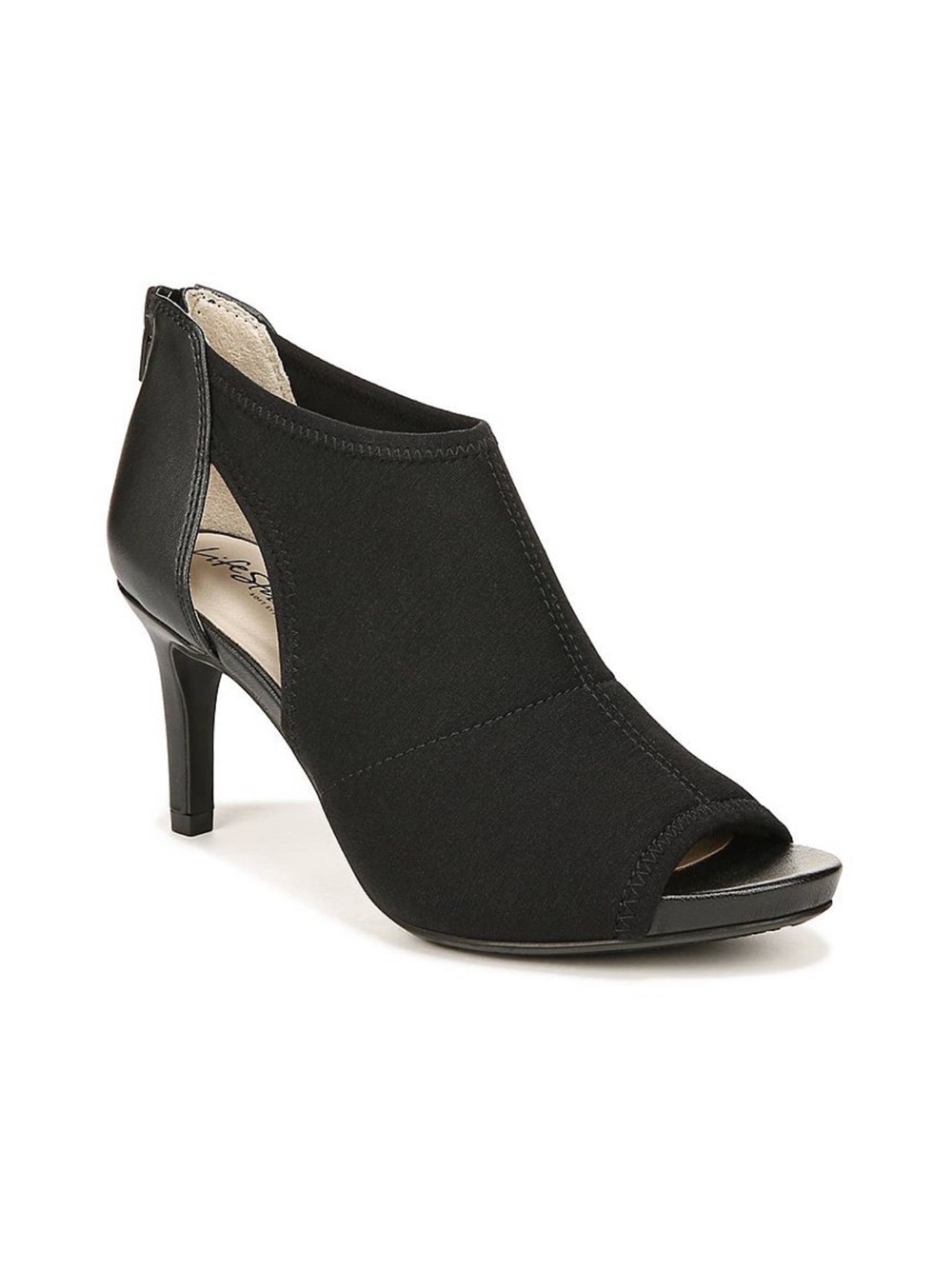 Lifestride Mod Black Peep-Toe Caged Pumps